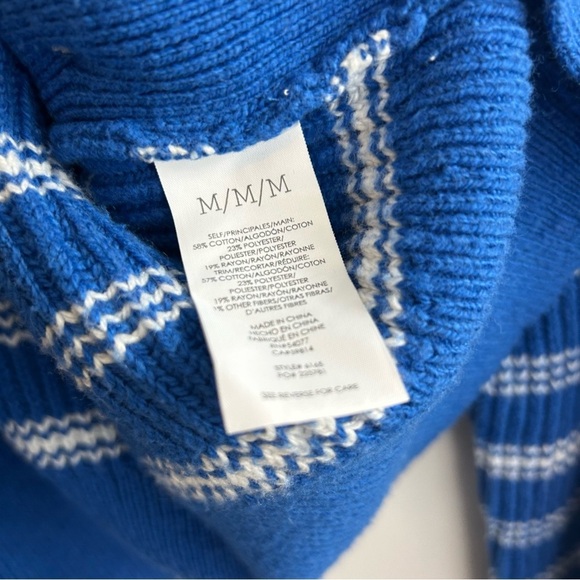CAbi Blue/White Striped Knit Pullover Sweater w/ Buttons Size Medium #6165 - Picture 14 of 14